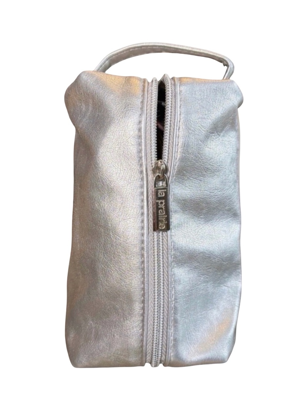 La Prairie Silver Metallic Cosmetic Bag | Luxury | Makeup Pouch | Travel Case